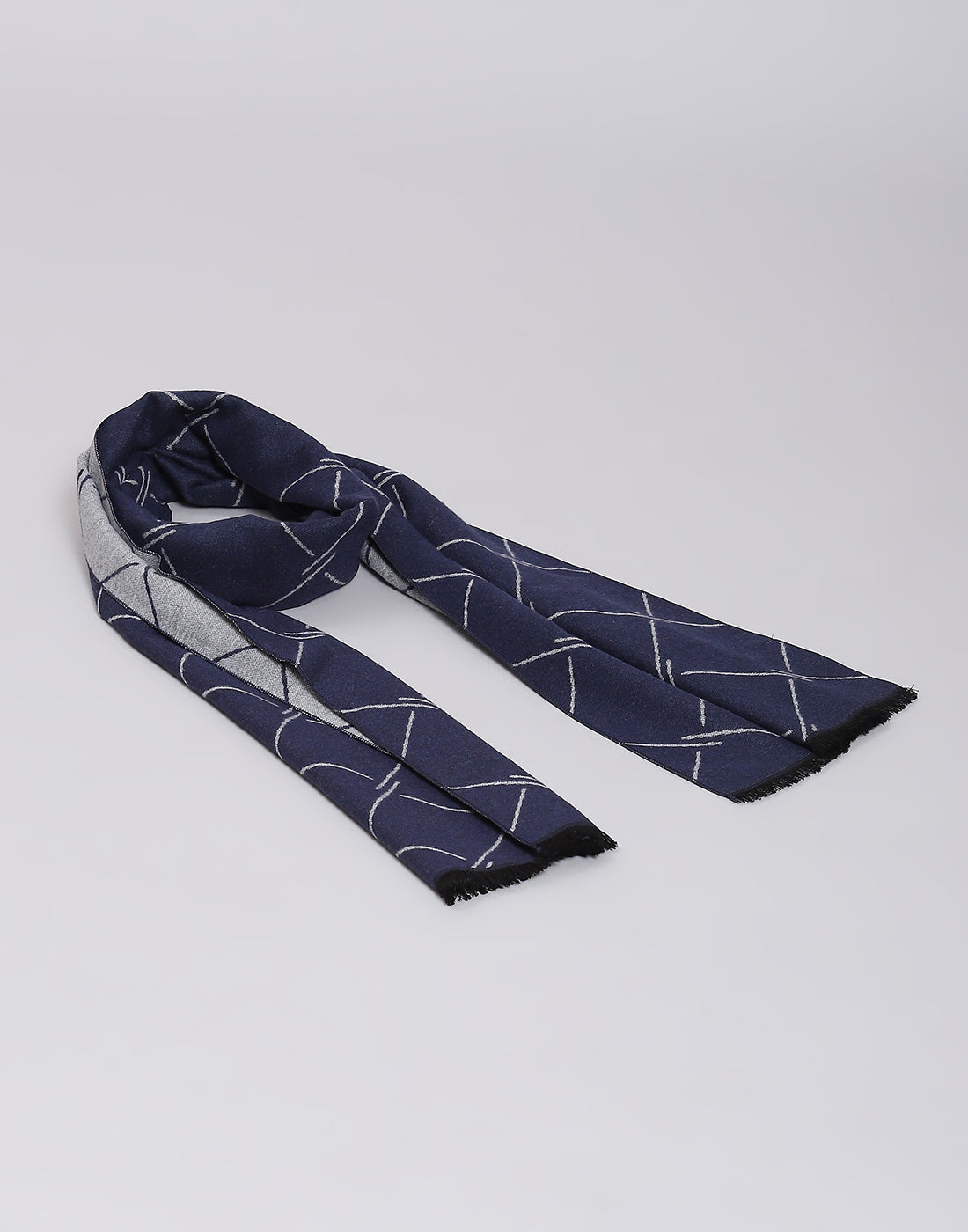 Men Navy Blue Self Design Muffler