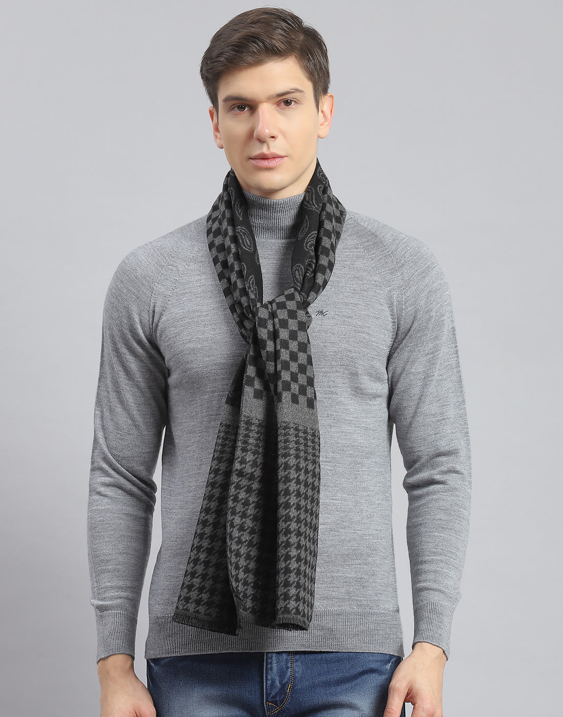 Men Black Check Muffler