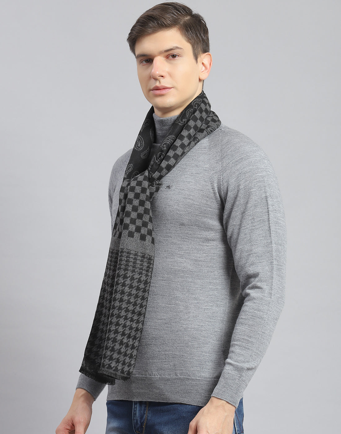 Men Black Check Muffler
