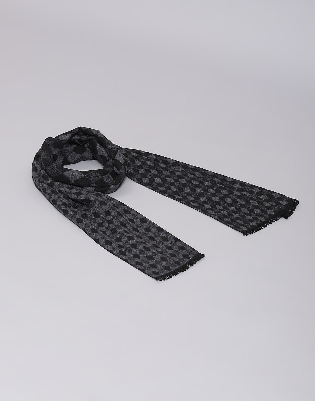 Men Grey Self Design Muffler