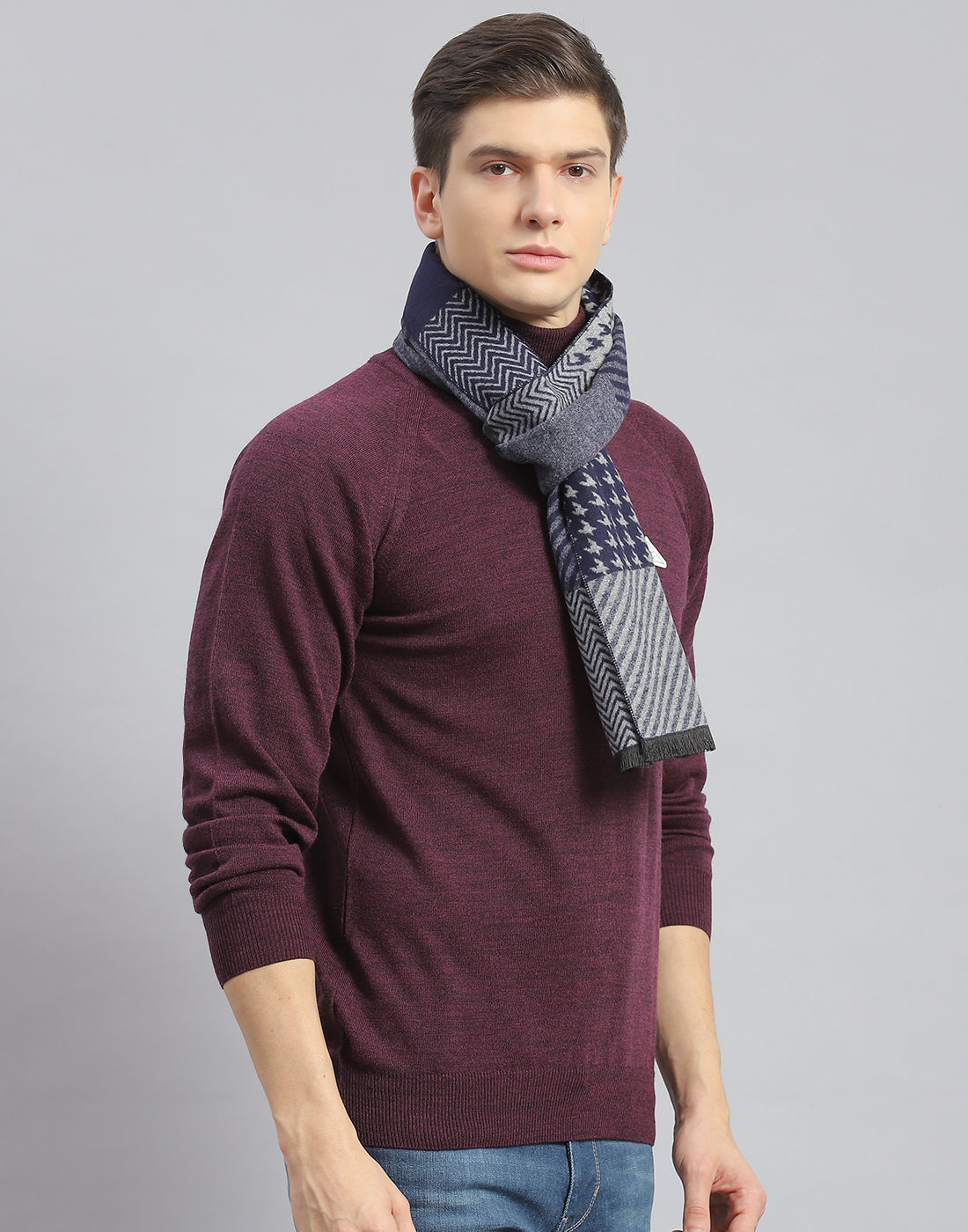 Men Blue Self Design Muffler