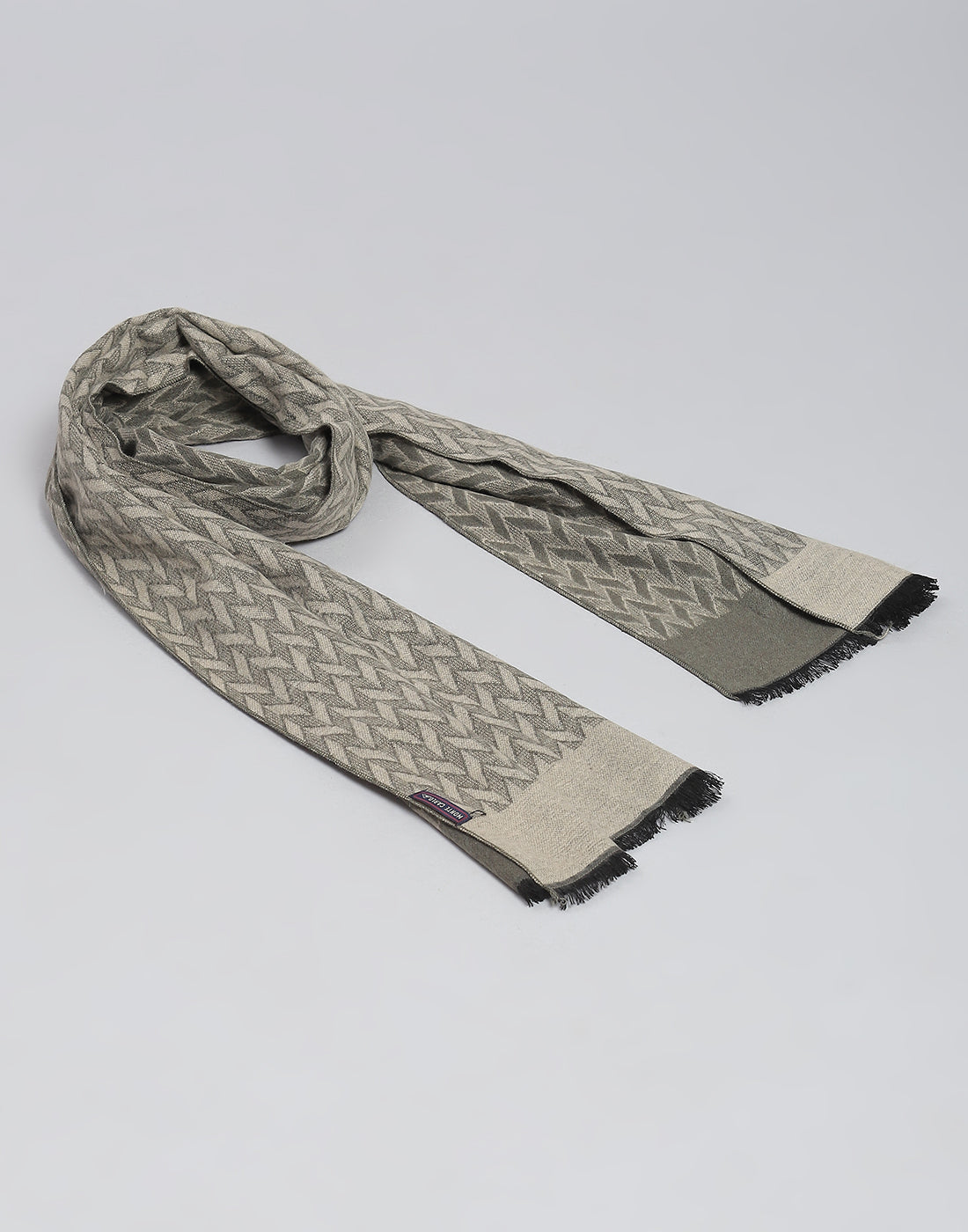 Men Khaki Self Design Muffler