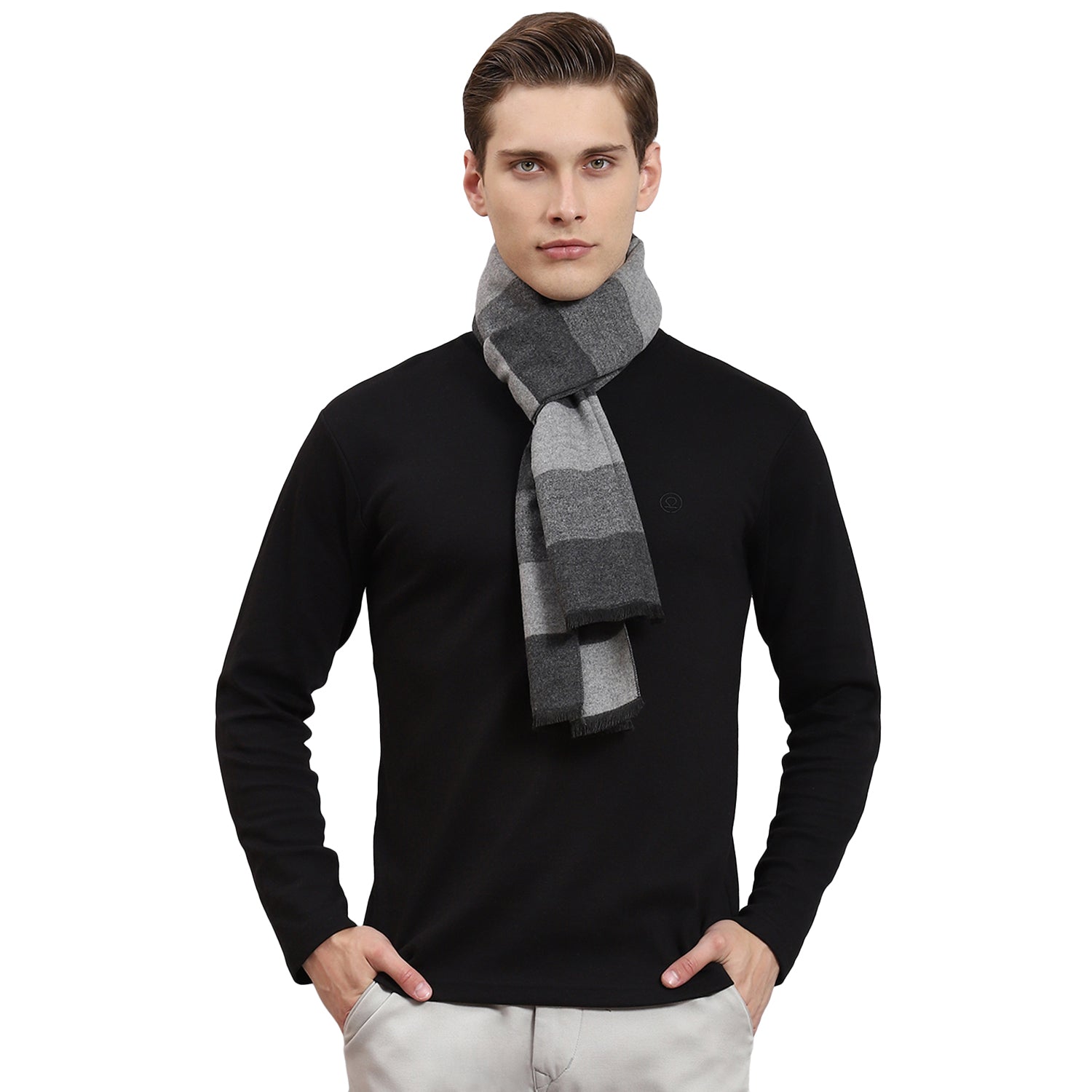 Men Grey Solid Muffler