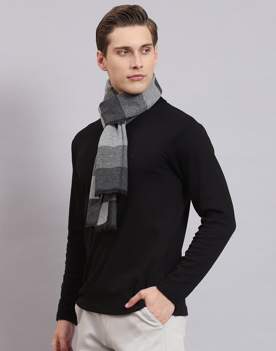Men Grey Solid Muffler