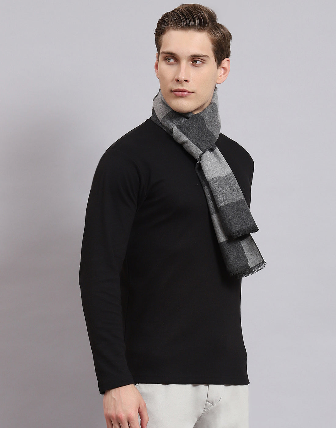 Men Grey Solid Muffler