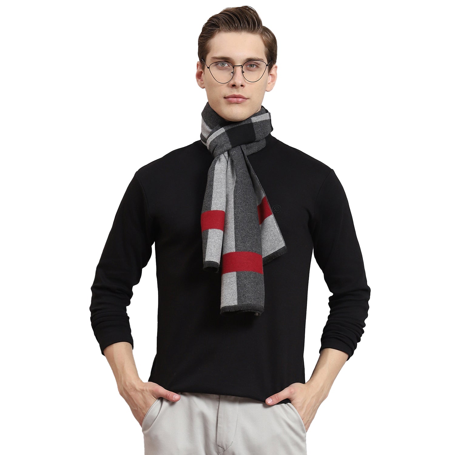 Men Grey Solid Muffler