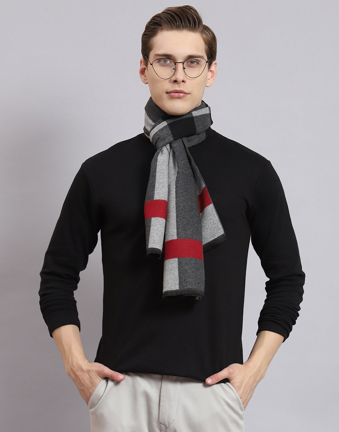 Men Grey Solid Muffler