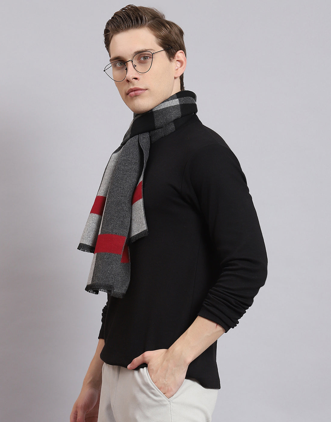 Men Grey Solid Muffler