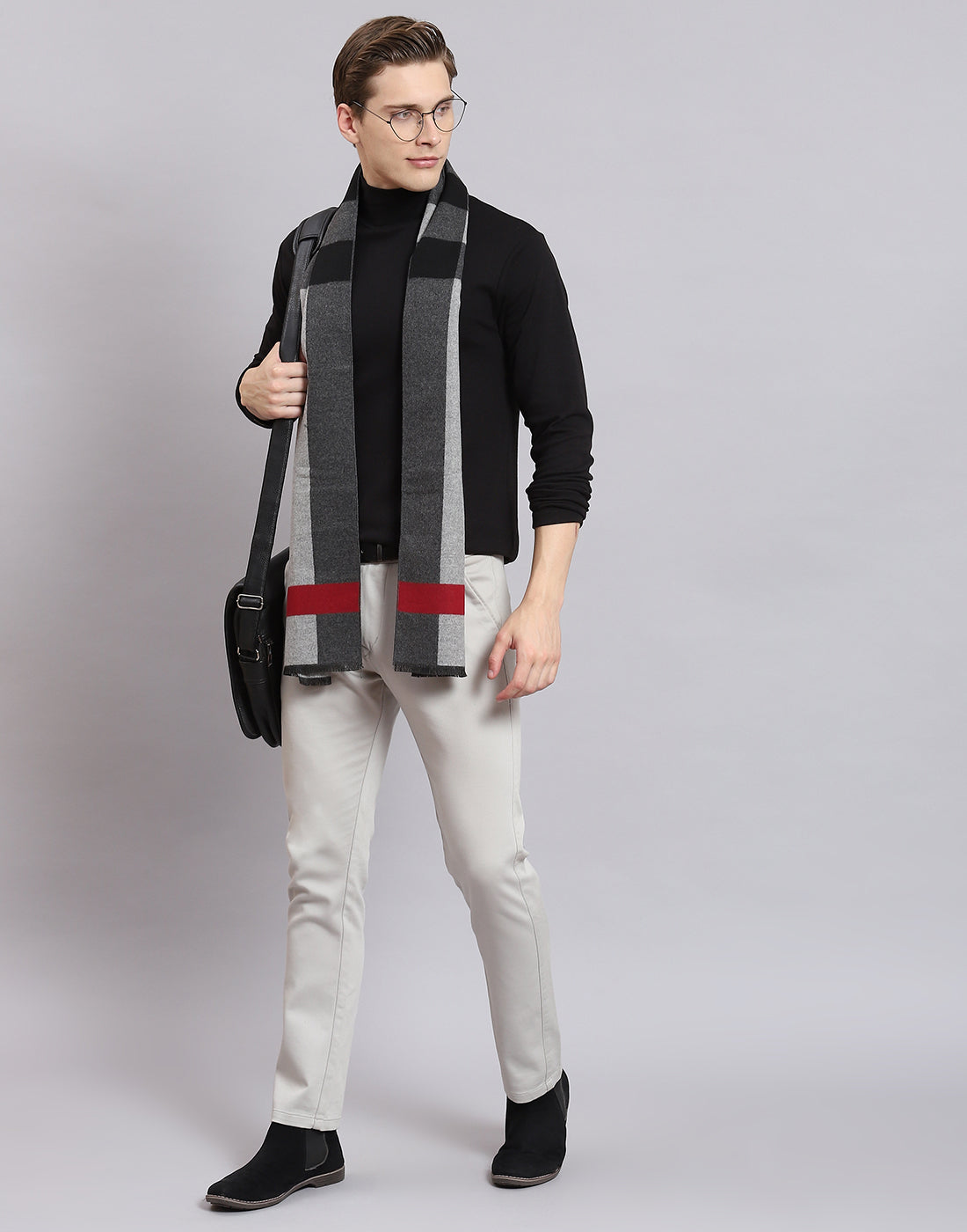 Men Grey Solid Muffler