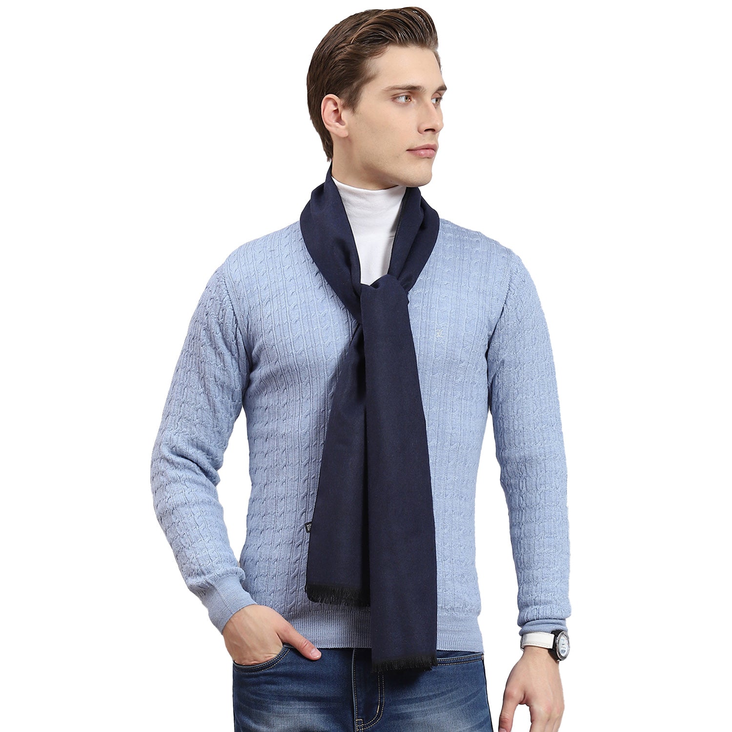 Men Blue Solid Muffler