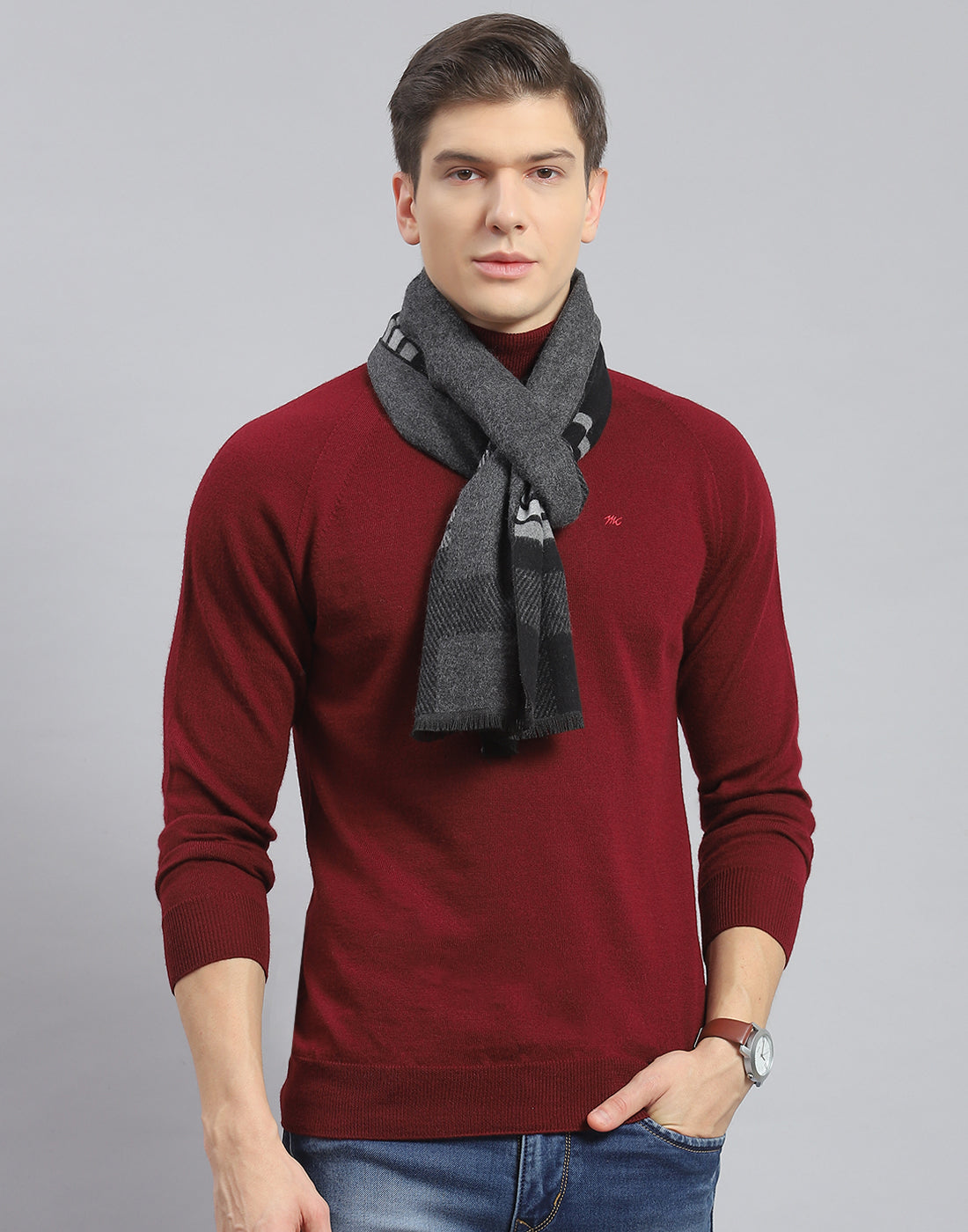 Men Black Self Design Muffler