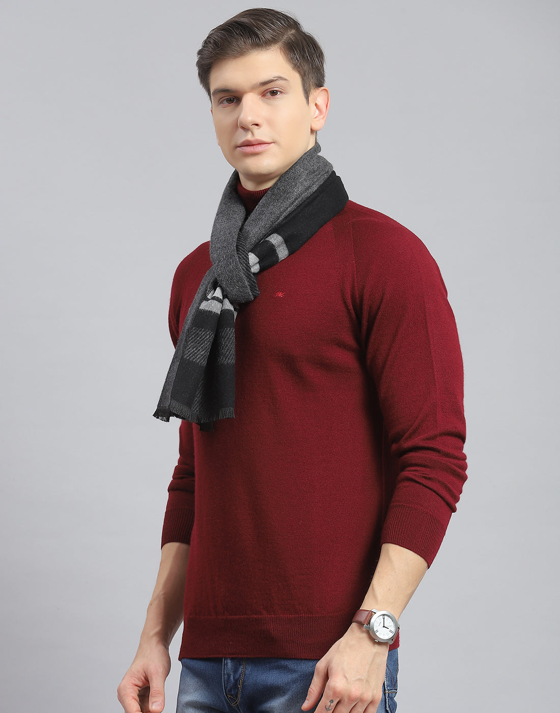 Men Black Self Design Muffler