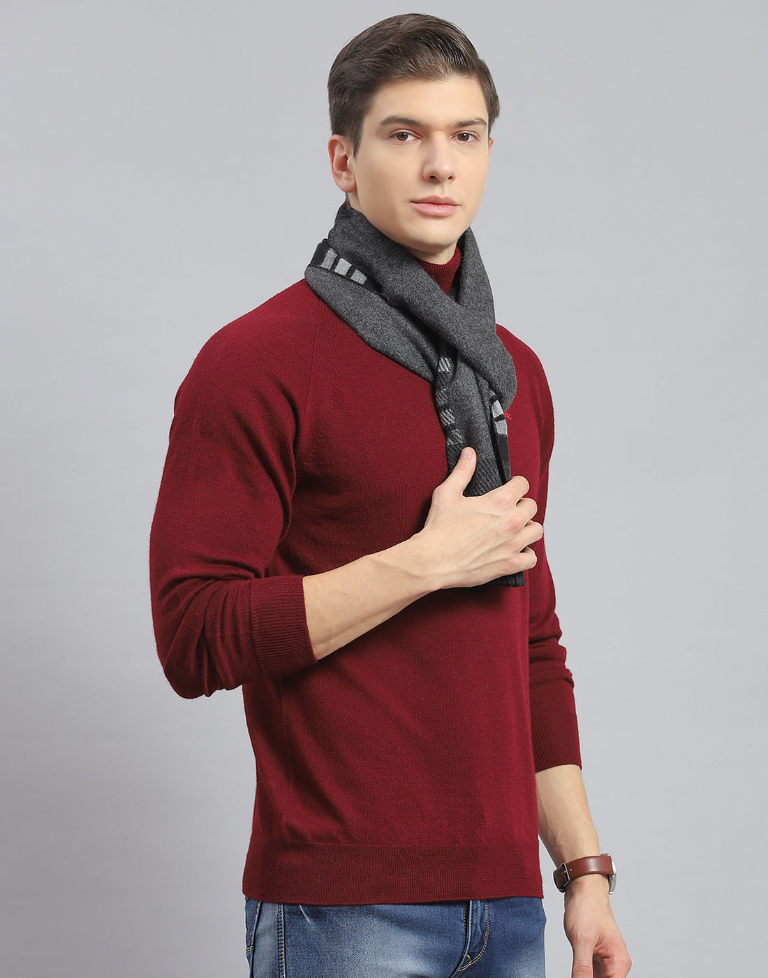 Men Black Self Design Muffler