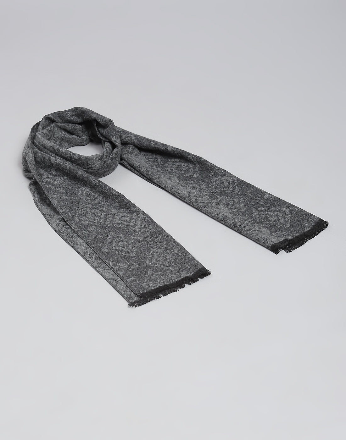 Men Grey Self Design Muffler