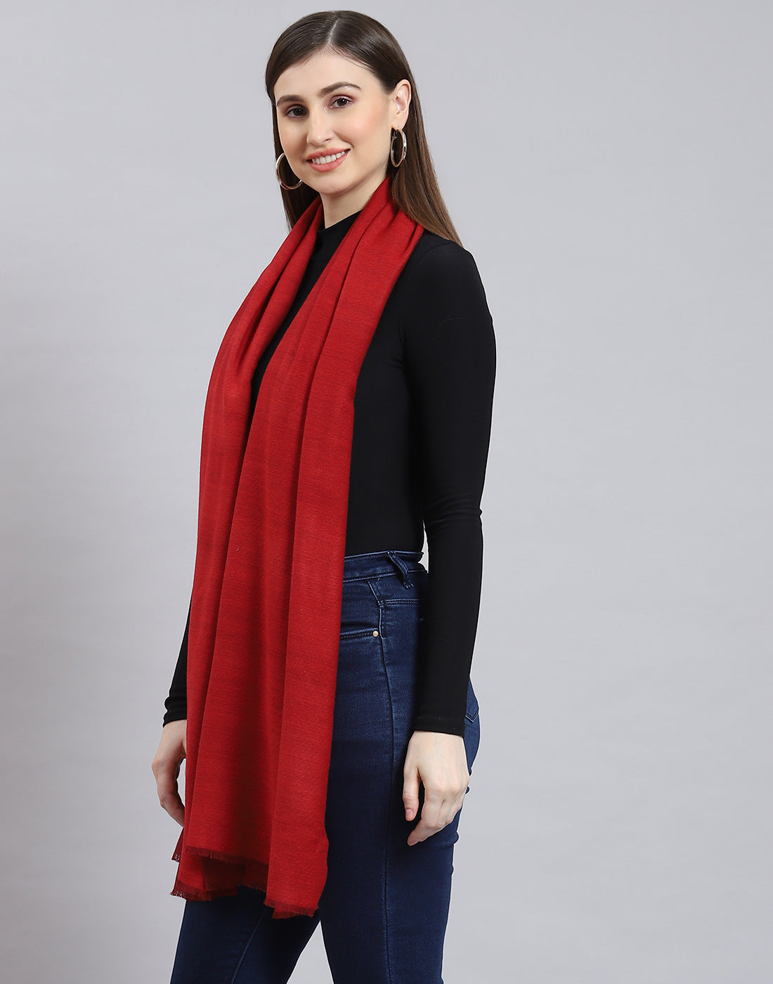 Women Red Solid Shawl