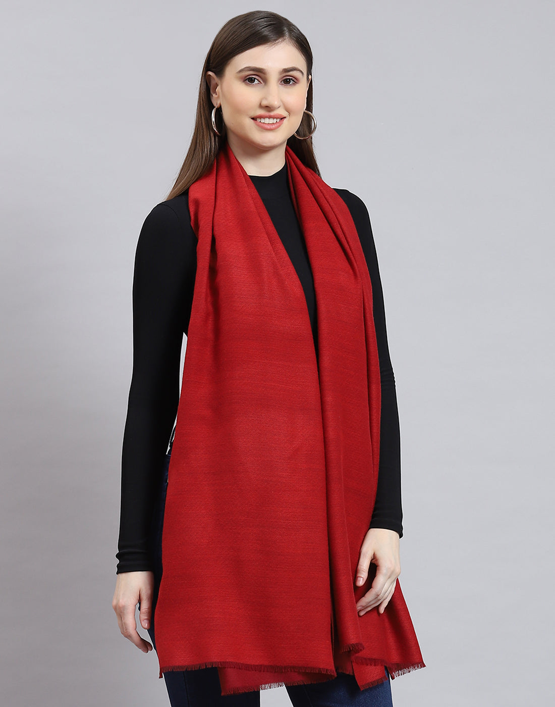 Women Red Solid Shawl