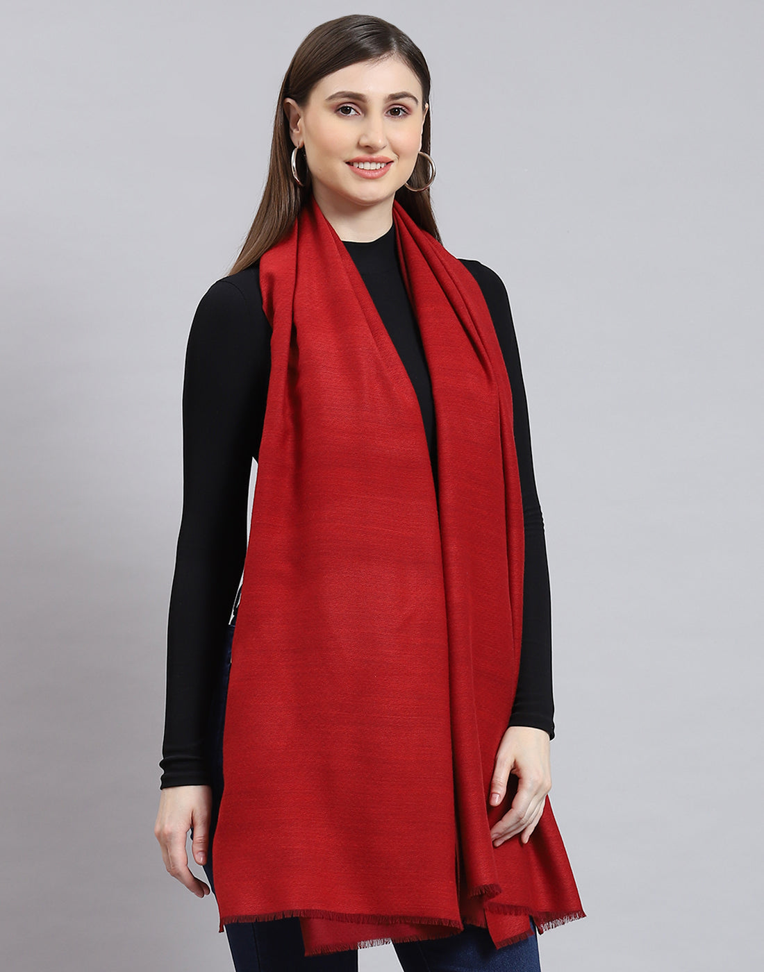 Women Red Solid Shawl