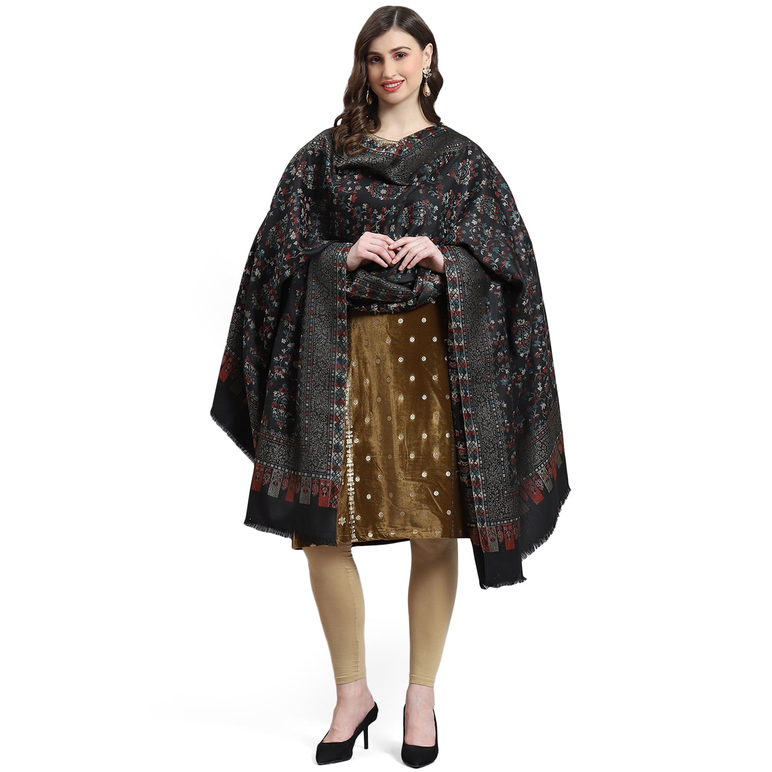 Women Grey Self Design Shawl