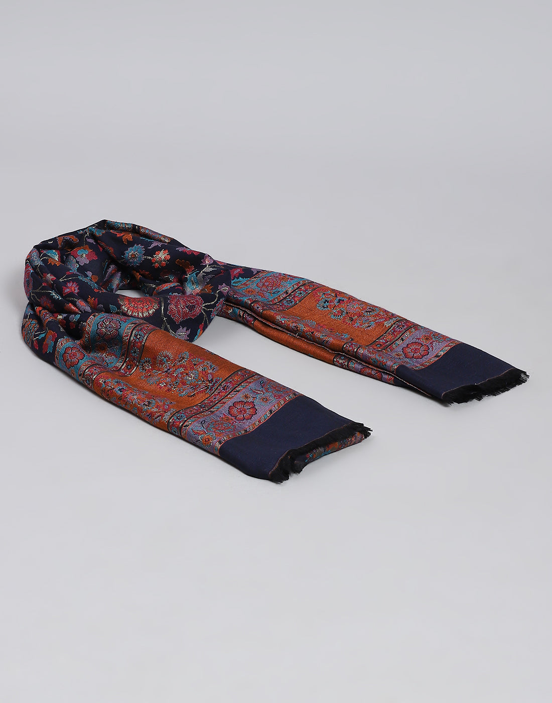 Women Navy Blue Self Design Shawl