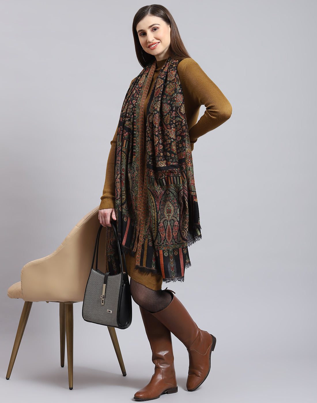 Women Multicolor Self Design Shawl