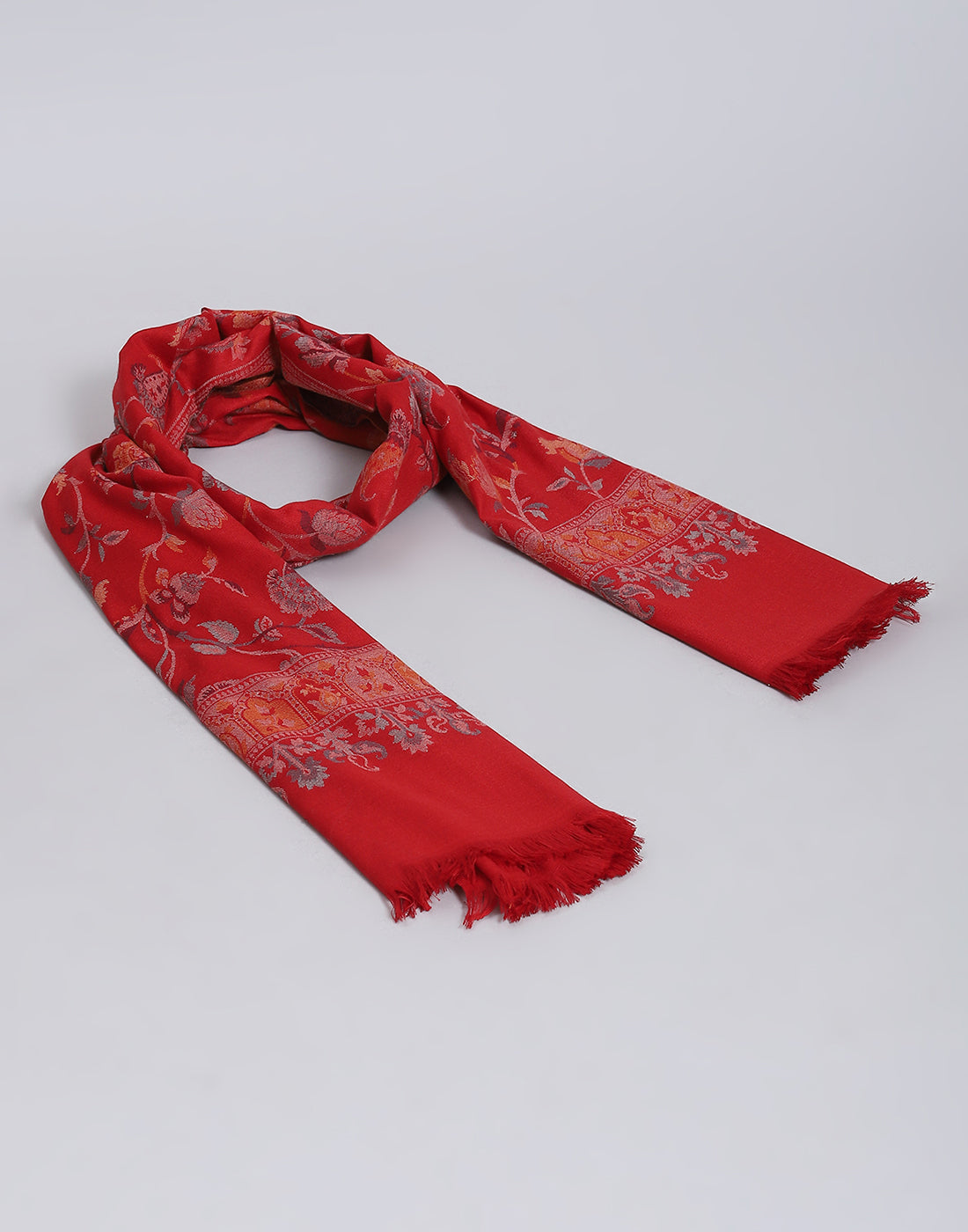 Women Red Self Design Shawl