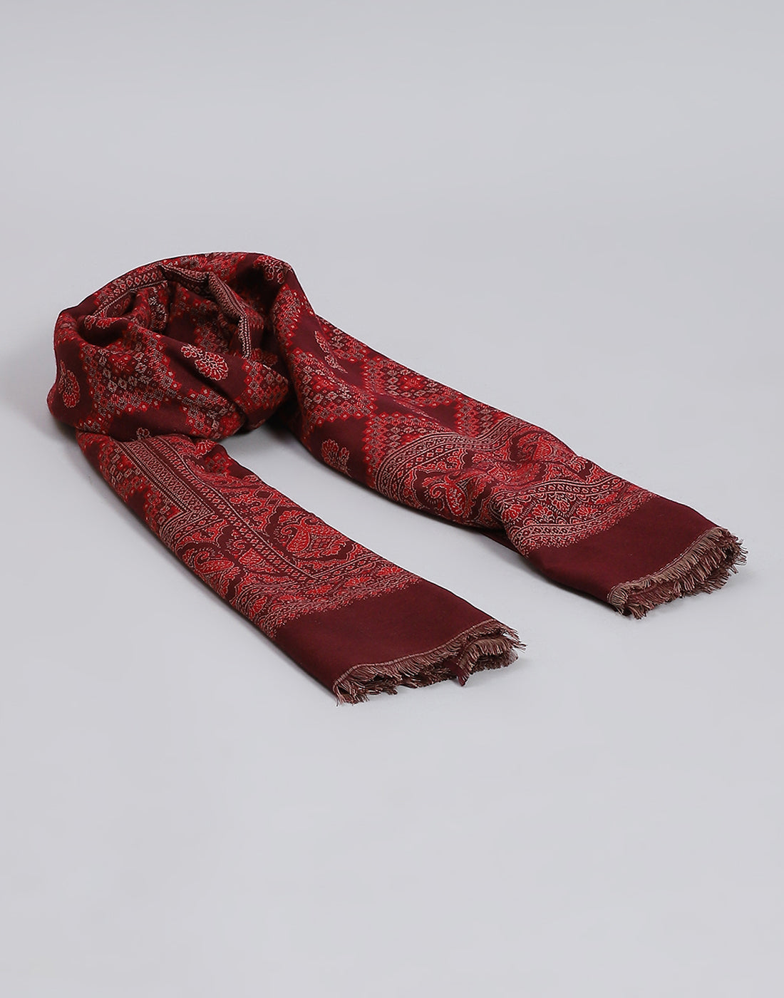 Women Maroon Self Design Shawl