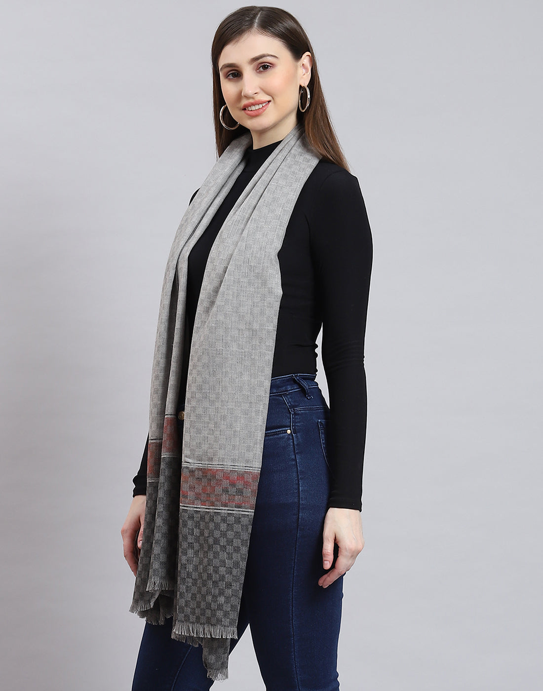Women Grey Self Design Shawl