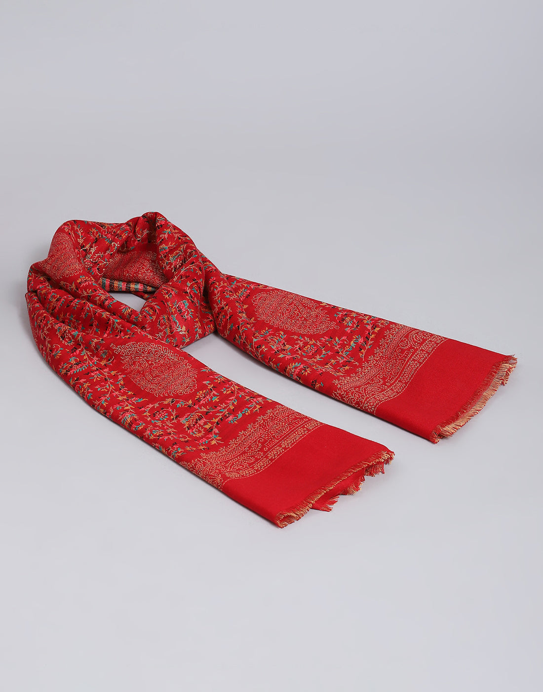 Women Red Self Design Shawl