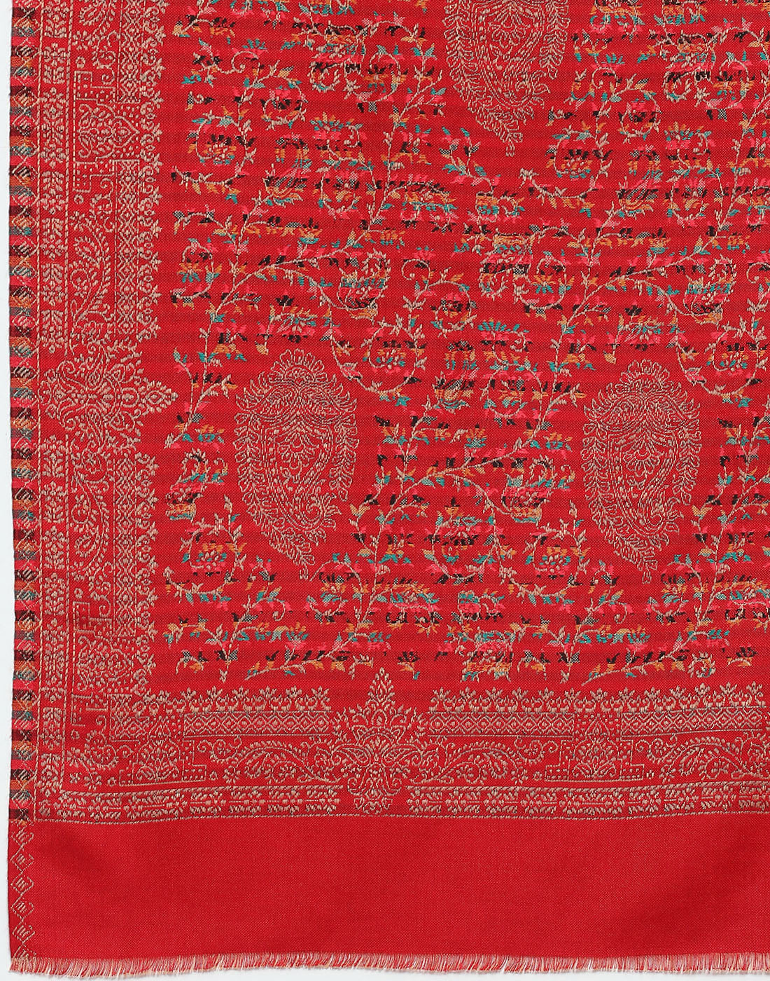 Women Red Self Design Shawl