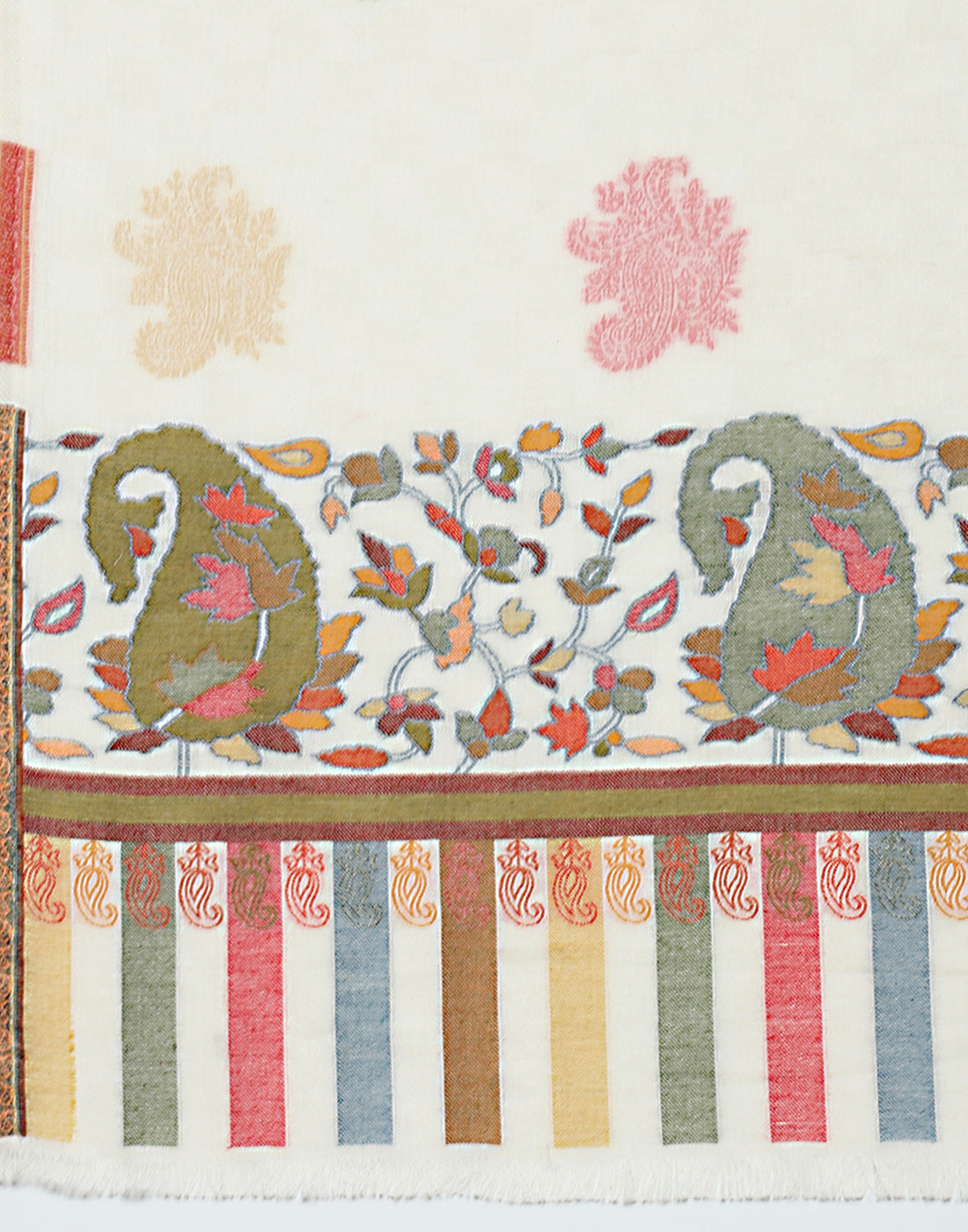 Women Off White Self Design Shawl