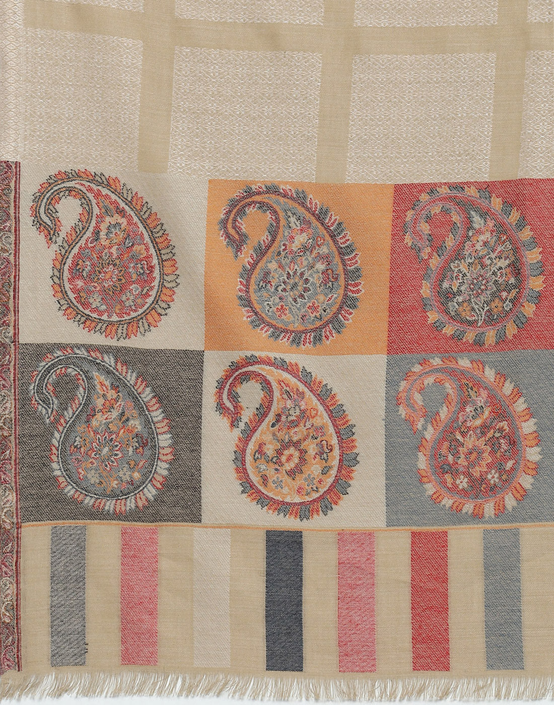 Women Beige Self Design Shawl