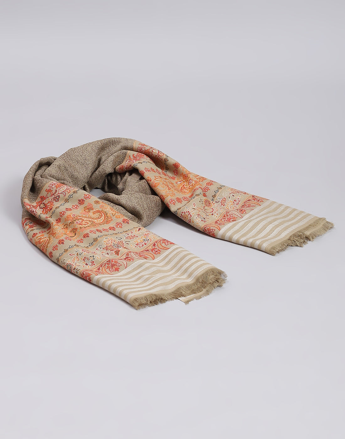 Women Khaki Self Design Shawl