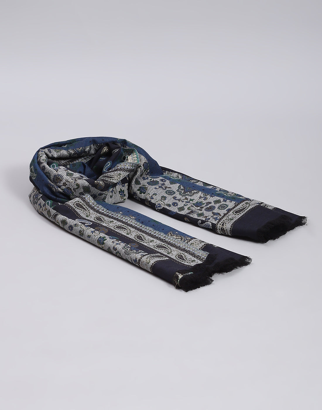 Women Teal Blue Self Design Shawl