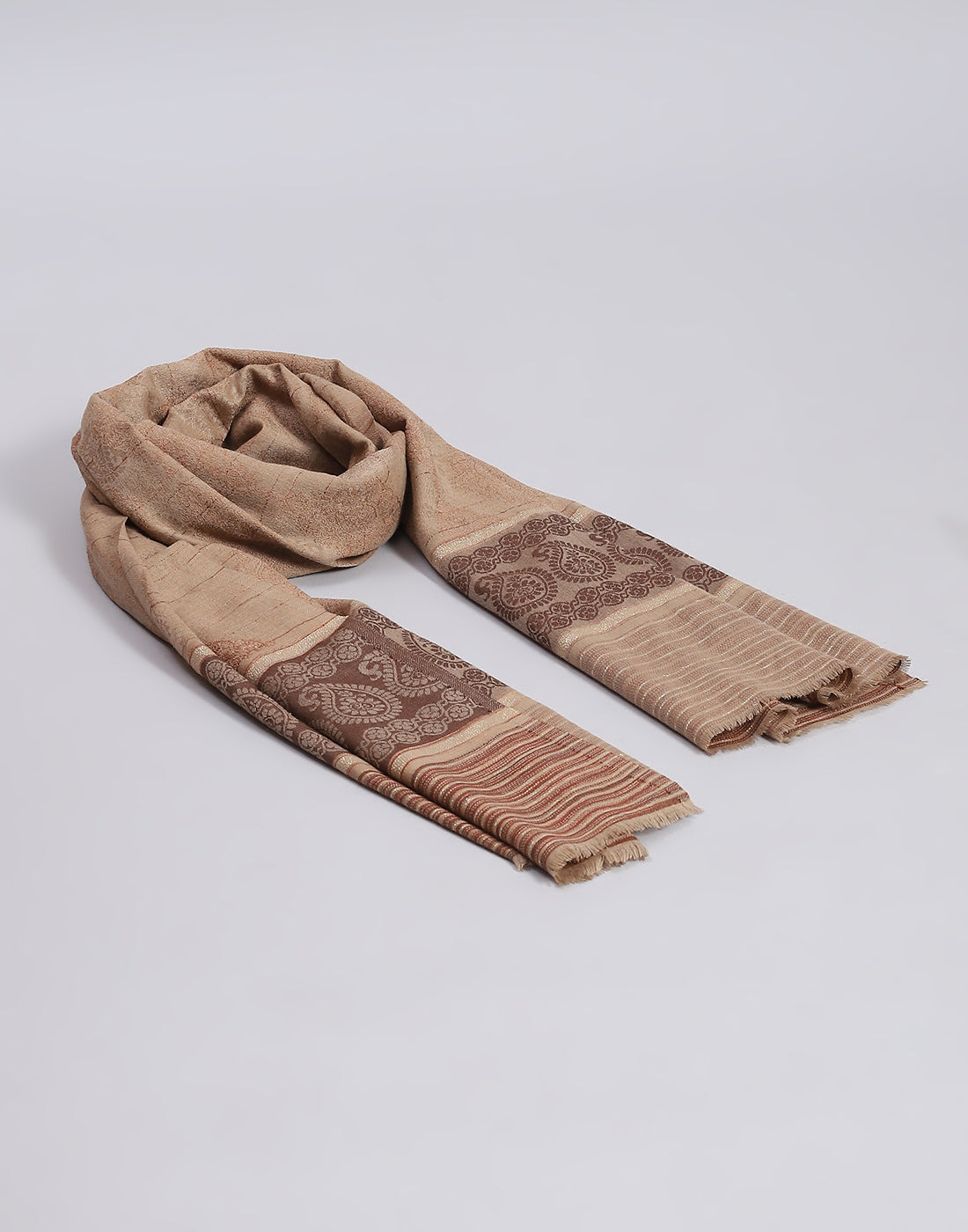 Women Beige Self Design Shawl