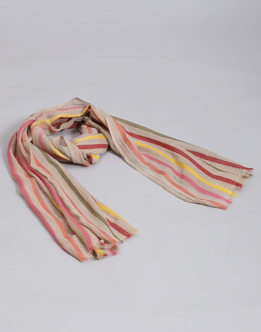 Women Beige Stripe Stole