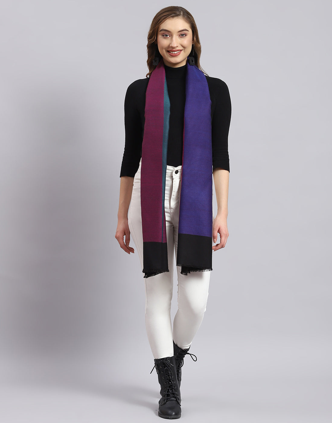 Women Blue Self Design Stole