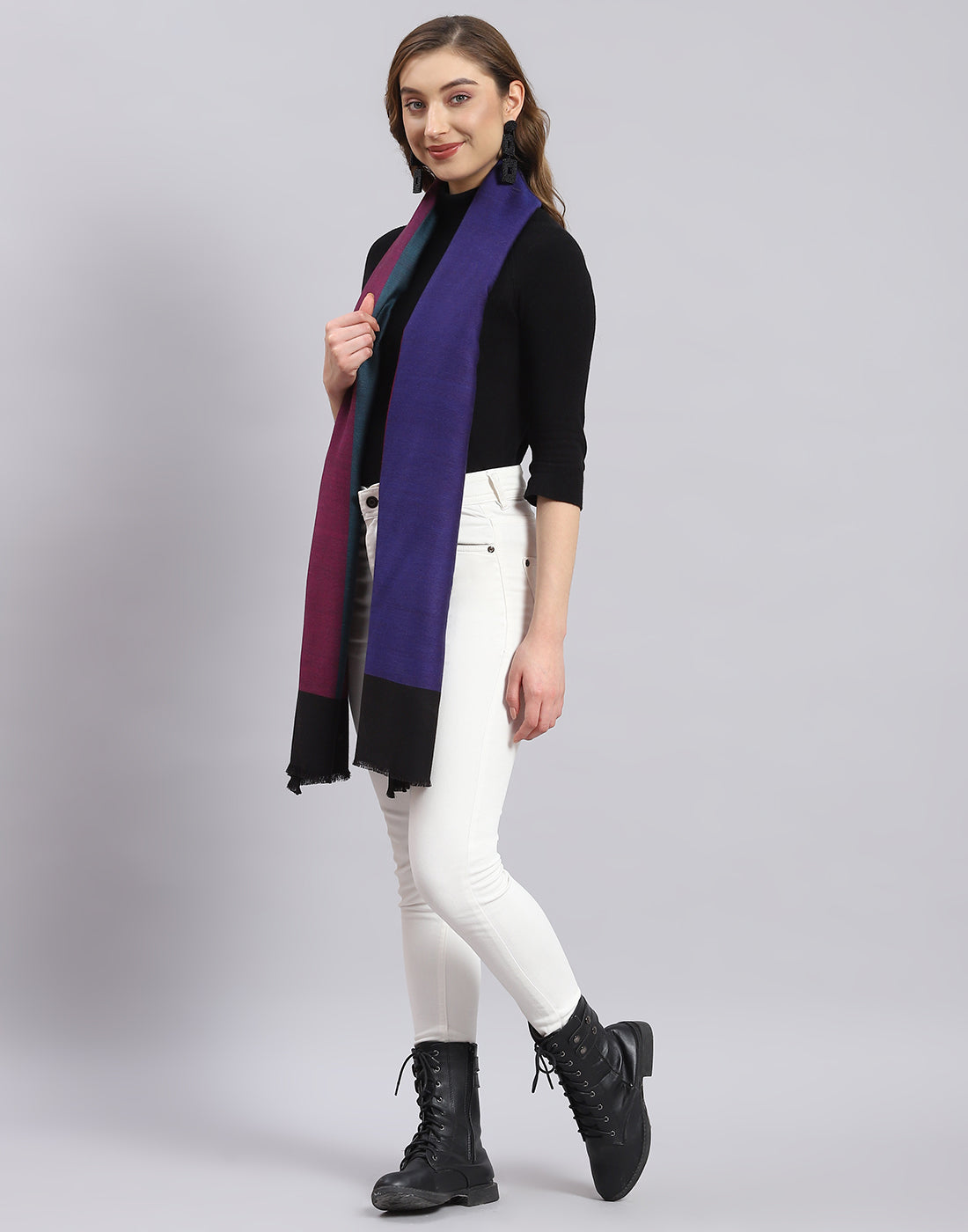 Women Blue Self Design Stole