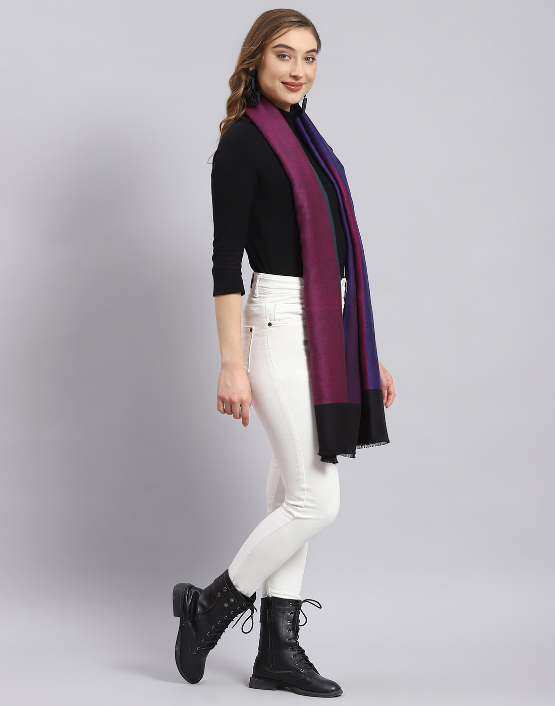 Women Blue Self Design Stole