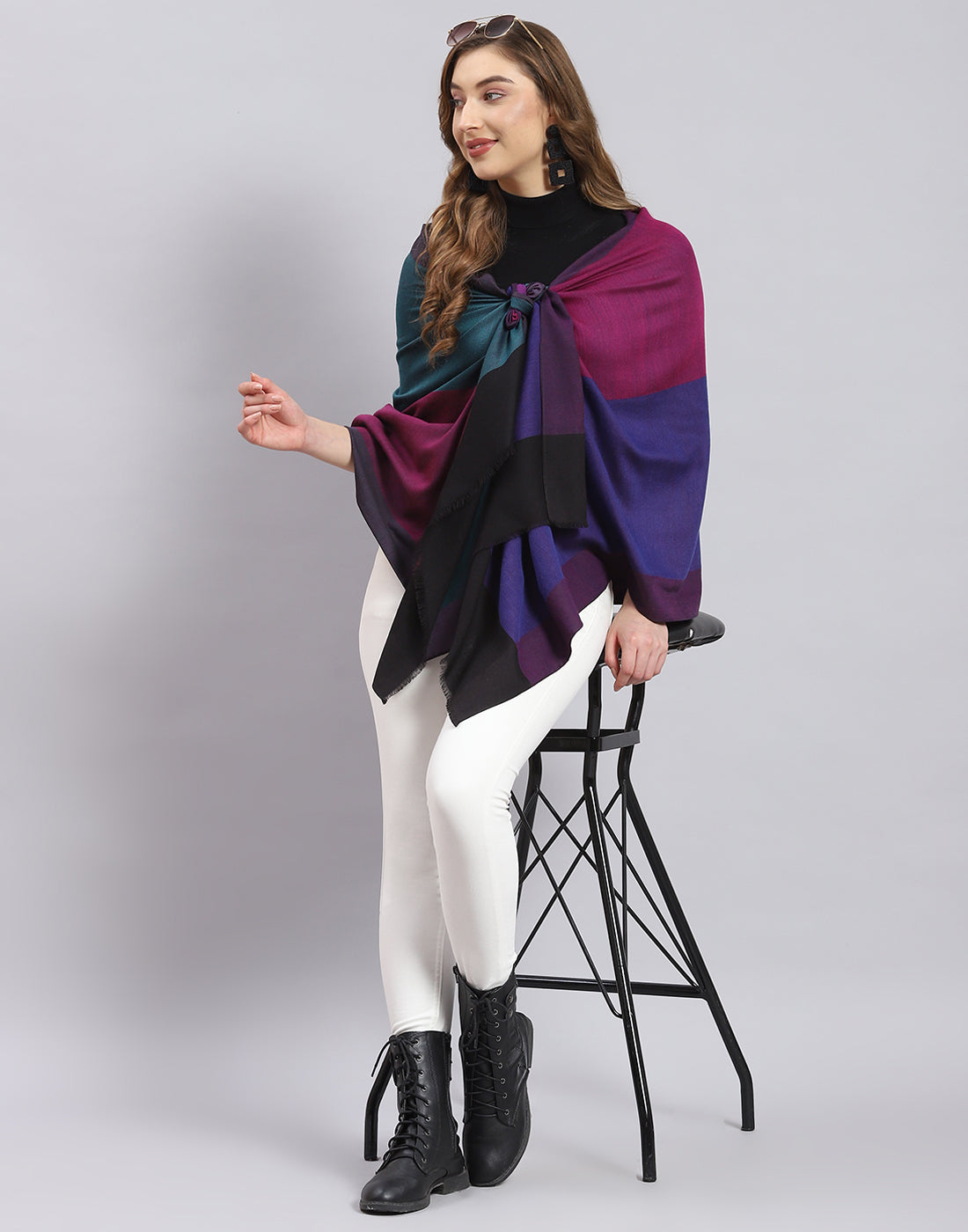 Women Blue Self Design Stole