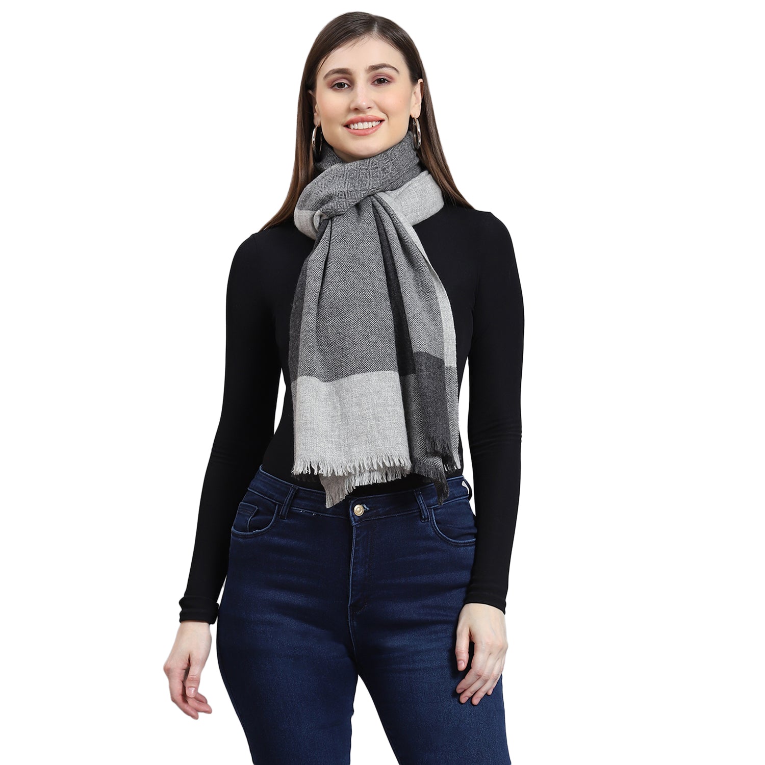 Women Grey Solid Stole