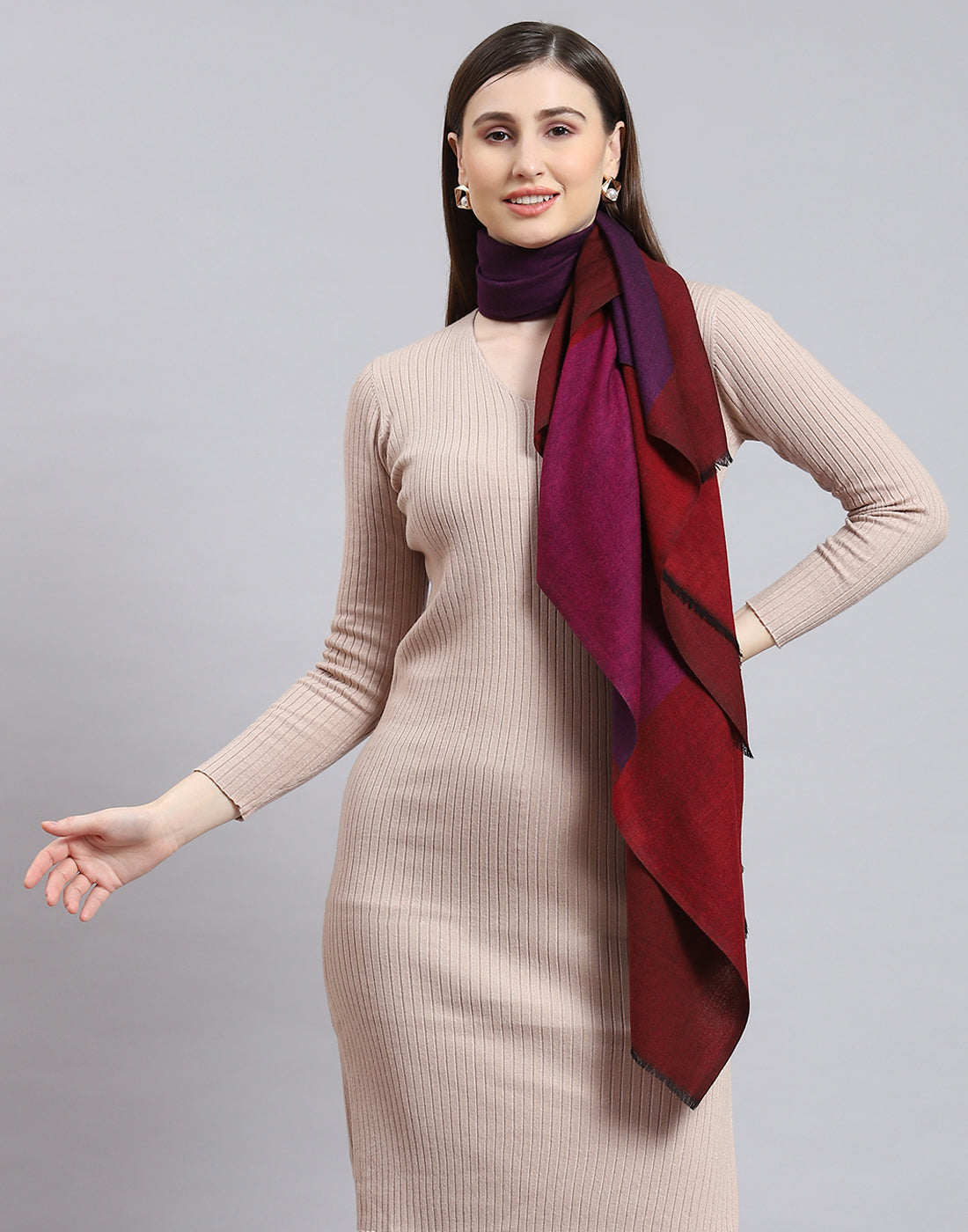 Women Red Solid Stole