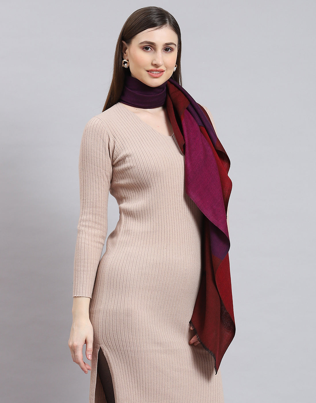 Women Red Solid Stole