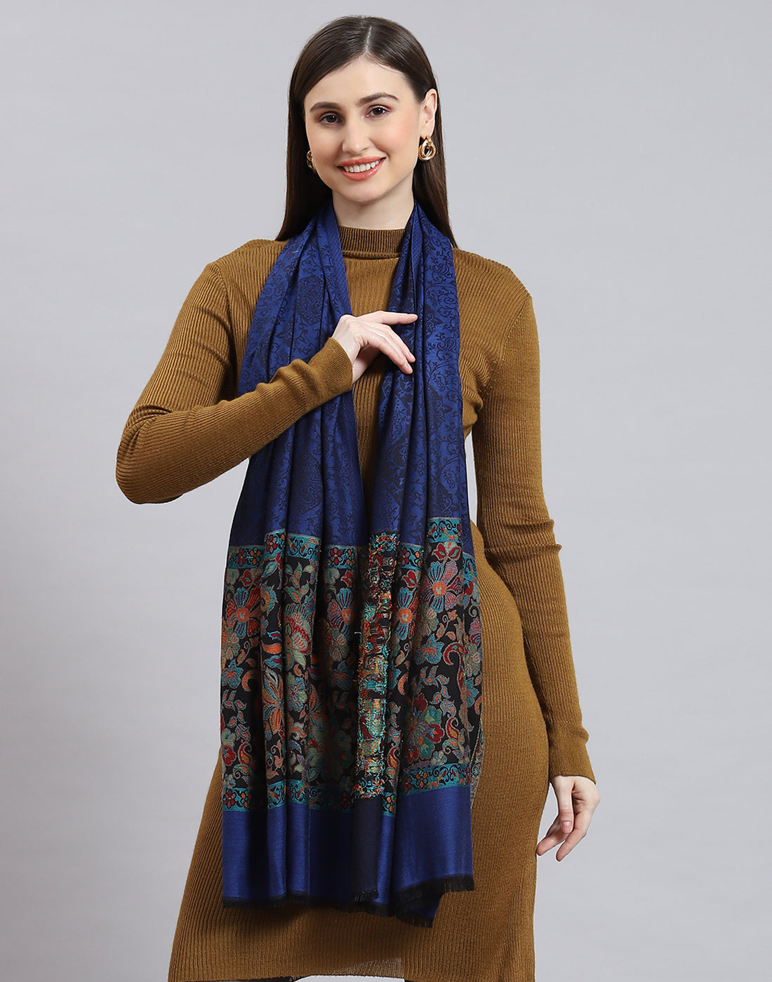 Women Blue Self Design Stole
