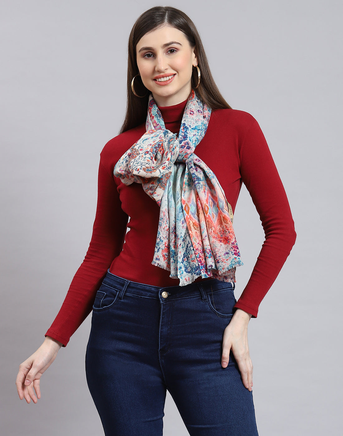 Women Multicolor Self Design Stole