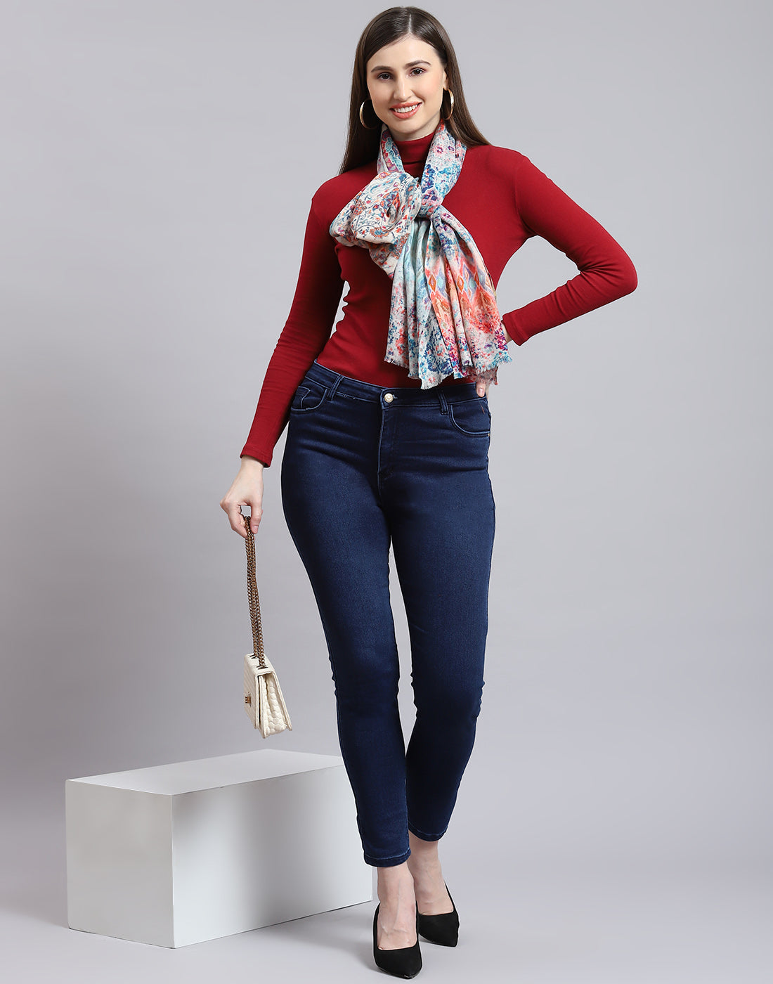 Women Multicolor Self Design Stole