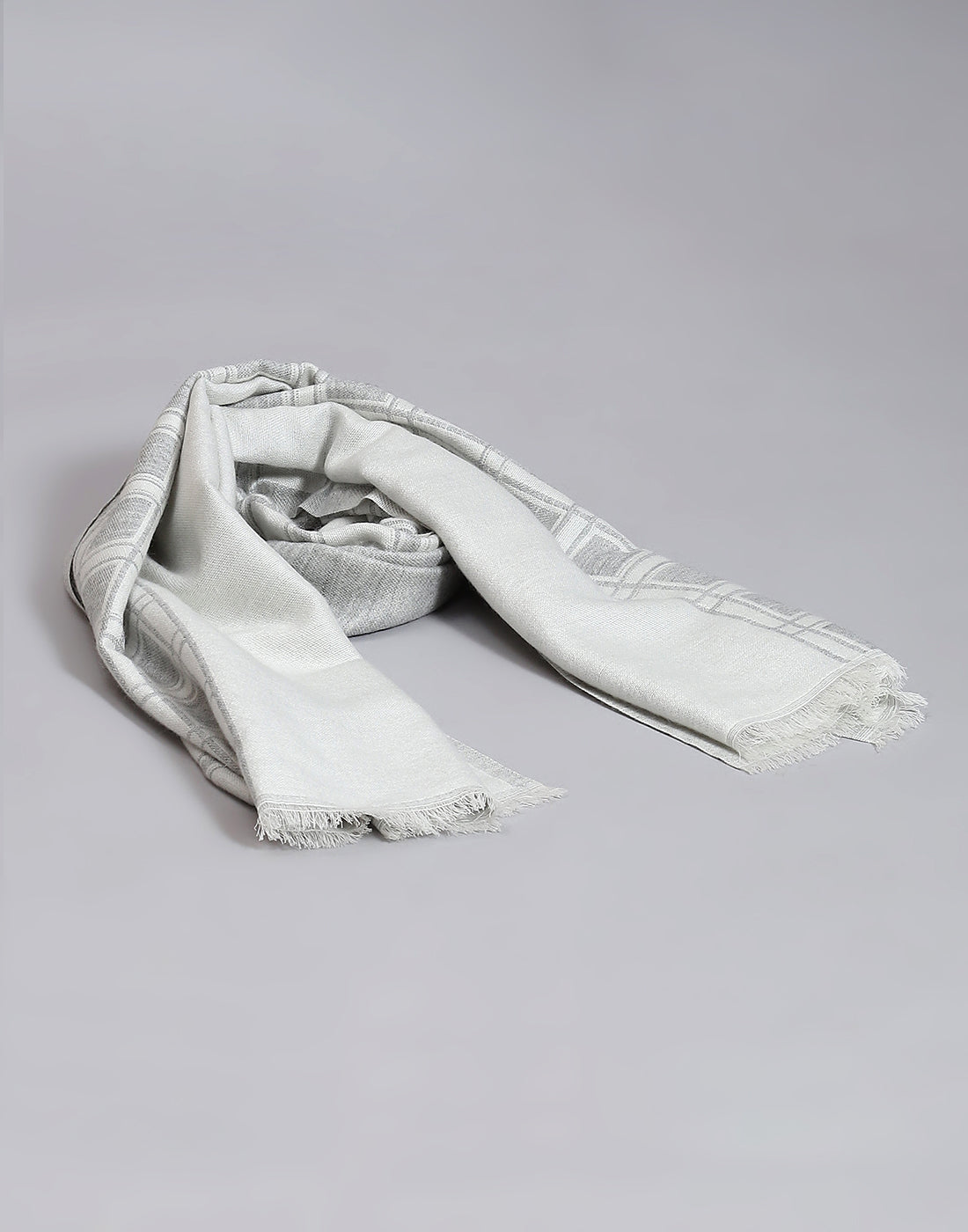 Women Off White Self Design Stole