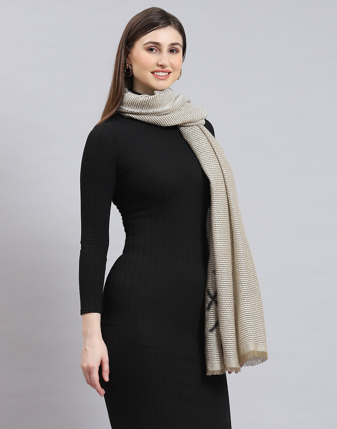 Women Olive Self Design Stole