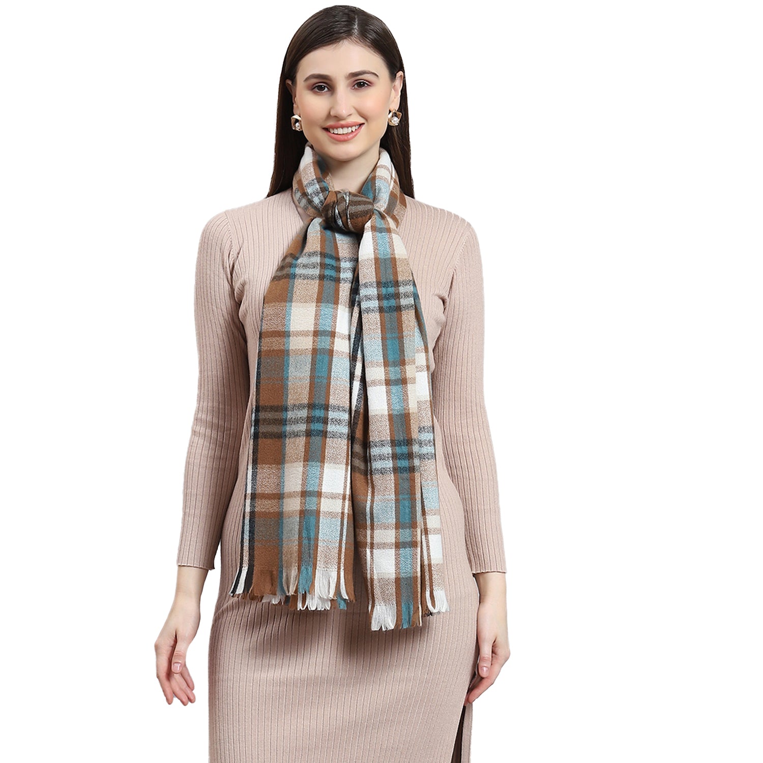 Women Brown Check Stole