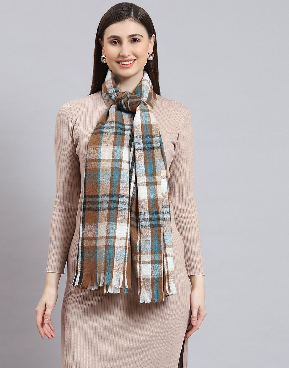 Women Brown Check Stole