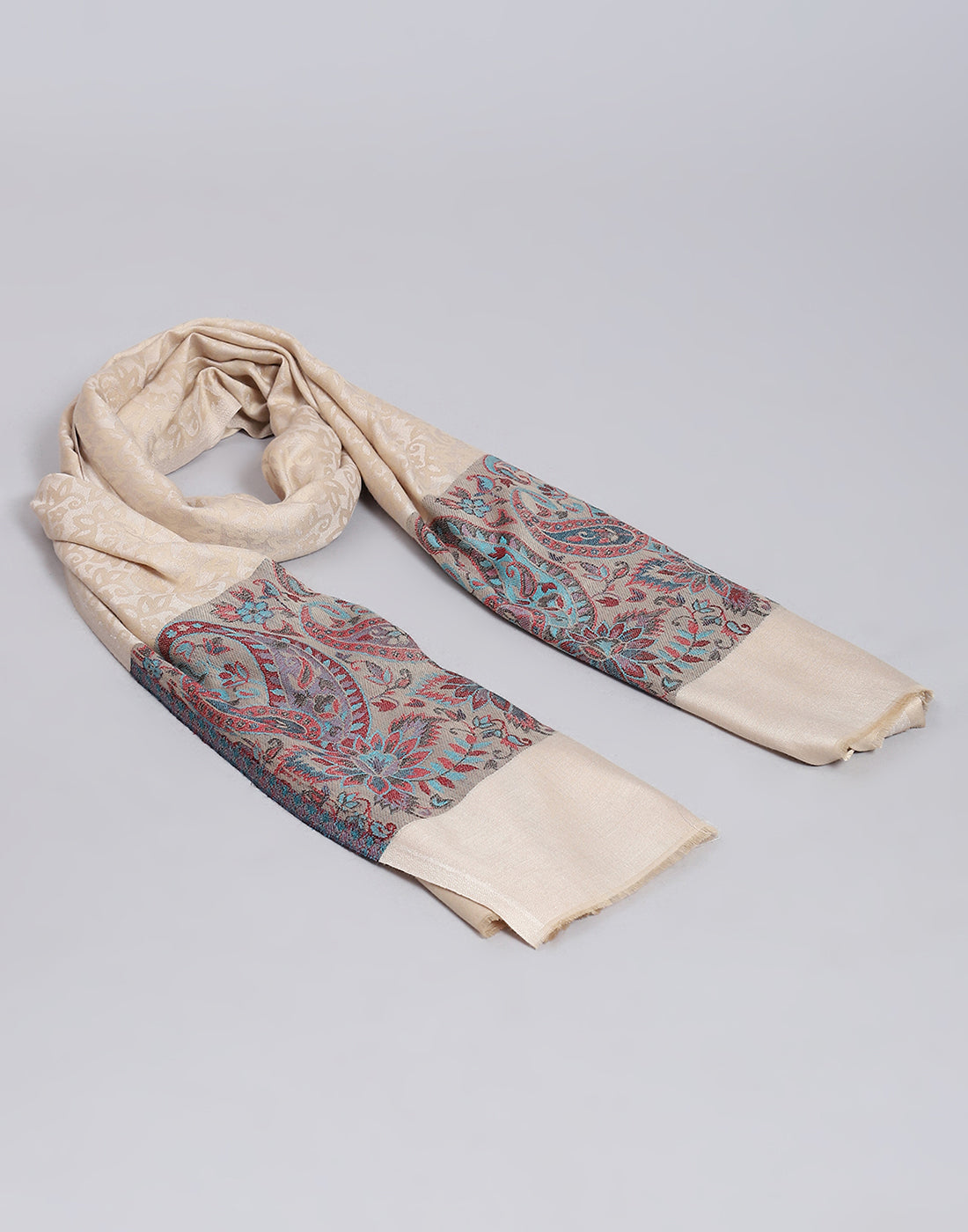 Women Beige Self Design Stole